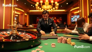 Players enjoying a thrilling game at Fun88.com, featuring a luxurious casino atmosphere.