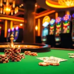 Experience the excitement of online gambling at https://luck8.media/ with a luxurious casino scene featuring poker chips and roulette.