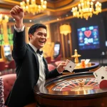 Exciting gameplay action at nhà cái 8kbet with poker chips and roulette wheel