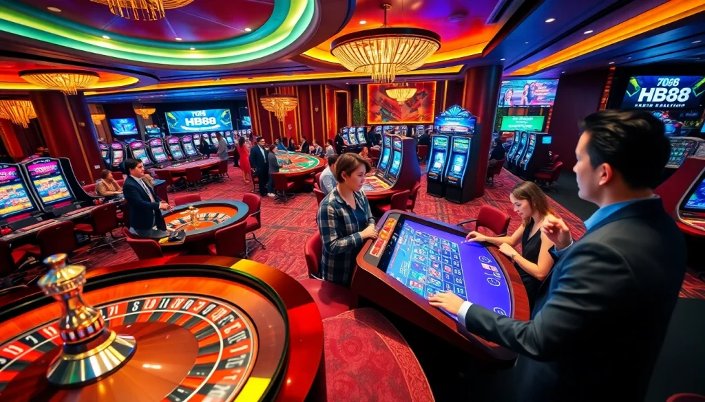 Thrilling players enjoy HB88 casino games at a vibrant online gambling platform.