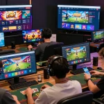 Engaging scene of diverse players enjoying various games on nhà cái DA88 platform, highlighting dynamic online gaming experience.