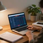 Engage with daftar sungaitoto while enjoying a cozy online gambling session at home with strategic notes.