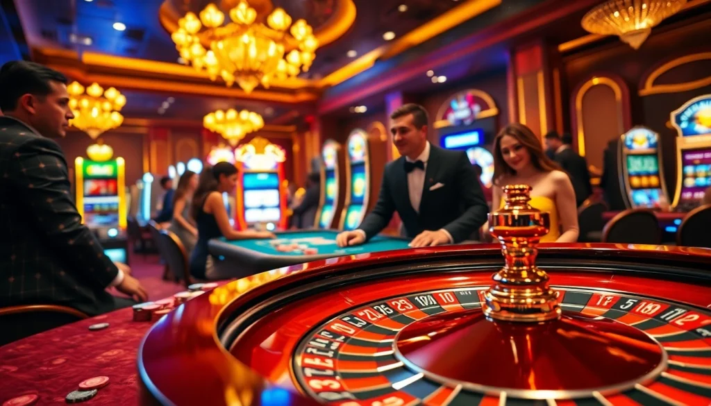 Exciting gaming action at Trang chủ UU88 showcasing poker chips and a roulette wheel.