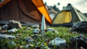 יתד אנקור סטייק משולב בשטח חיצוני, המדגים עמידות ושימושיות.