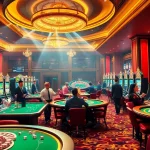 An exciting gambling scene at https://mint88.one/ showcasing luxury casino tables, slot machines, and happy players.