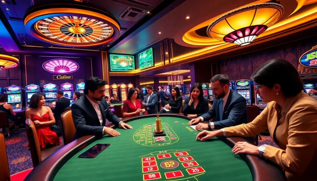 Experience high-stakes excitement at OK9 official's luxurious casino tables with a vibrant atmosphere.
