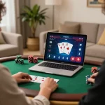 Engaging online poker gameplay at trang chủ go8 on a stylish laptop in a cozy setting.