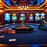 Engaging https://hm88.cafe/ poker game action with professional chip stacking and live betting interface