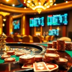 Experience thrilling gambling action at https://thabethome.com/ featuring a luxurious casino ambiance with a vibrant roulette table.