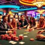 Experience premium online gambling at https://ku88game.com/ with a lively poker table and vibrant casino atmosphere.