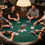 five88 players enjoying competitive poker night with colorful chips and cards
