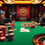 Engaging https://tg88.actor/ poker game showcasing strategic betting with vibrant chips and cards