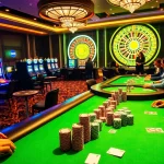 KJC poker players enjoying a luxury casino experience with vibrant chips and cards.