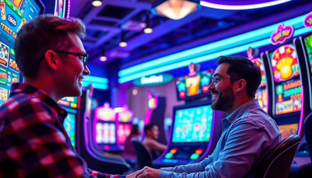 IBOSLOT online gaming experience with players enjoying vibrant slot games and colorful graphics.