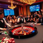 Experience the thrill of winning at vb88 with a vibrant casino scene featuring a professional dealer and excited players.