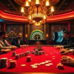 Engage in thrilling high-stakes poker at newphim casino featuring vibrant chips and cards under luxurious lighting.
