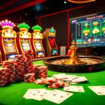 Experience the excitement of Pu88 trang chủ with vibrant online casino visuals featuring poker chips, roulette wheel, and slot machines.