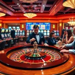 Exciting casino scene at Luckywin com with players engaging at a roulette table.