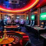 Experience thrilling gaming action at e2bet with vibrant casino elements and engaging players.