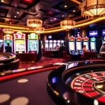 Vibrant casino scene featuring U88 poker chips and exciting gambling action.