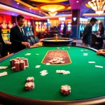 Engage with professional gaming at the TR88 poker table surrounded by vibrant casino excitement.