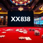 Experience the thrill of baccarat at XX88, showcasing vibrant cards and luxurious casino elements.