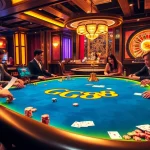 Players engaging at a GG88 casino table with colorful chips and cards, showcasing an exciting gambling experience.