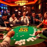 GG 88 players engaging in an exciting poker game at a lavish casino table.