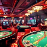Engage in exciting games at https://www.qq8827.com/ with a vibrant casino scene featuring poker tables and roulette wheels.