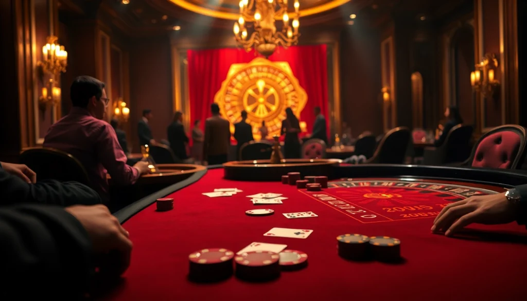 A thrilling casino scene showcasing high-stakes poker gameplay, themed around the hidden wiki 2026.