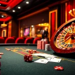 Experience the excitement of the Okwin game at a luxurious casino table filled with vibrant chips and dice.