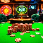 Engaging gamblers at a TG 88 casino table with vibrant cards and chips.
