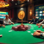 Players enjoy a high-stakes game at RR88 com with premium poker chips and a roulette wheel.