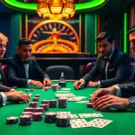 Players engaging in a thrilling poker game at Open88, showcasing excitement and skill in high-stakes action.