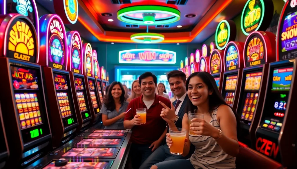 Experience the vibrant atmosphere of gambling at 98winmb.com with exciting slot machines and engaged players.