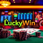 Engage with the LuckyWin platform showcasing vibrant casino tables and online gambling excitement.