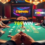 Players enjoying poker at the 789WIN casino table with vibrant chips and cards.