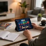 Engaging in strategic gameplay on FB88 online casino platform from a cozy home office