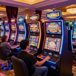 Players enjoying vibrant slot games at https://fa88.team/ in an upscale casino setting.