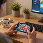 Engaging with the Fun88 mobile app for an immersive online casino experience in a cozy home setting