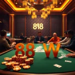 High-stakes poker game at an upscale casino showcasing 88 VV thrills and excitement.