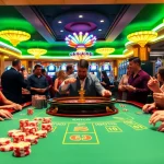 B52 gaming table filled with excitement as players strategize their bets in a luxurious casino atmosphere.