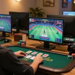 Engaging in online live dealer blackjack at https://www.mnm88.com/ with warm lighting, vibrant gameplay, and a stylish setup.