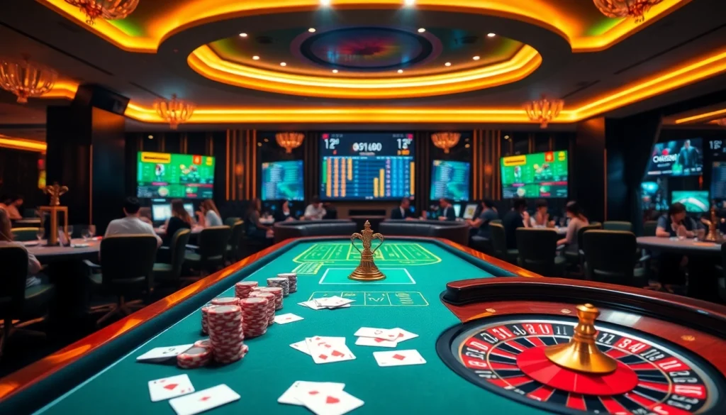 Experience the luxury of online gambling with 888VND's casino atmosphere featuring vibrant games.