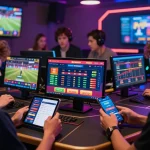 Dynamic online betting scene showcasing nhà cái C168 with enthusiastic users engaging with vibrant betting interface.