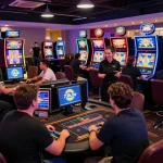 Exciting online gaming experience at 73h.br.com with diverse players enjoying slot machines and live dealer interactions.