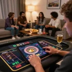 Engaged player enjoying live roulette on 23win tablet, showcasing online gaming excitement