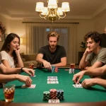 Rich poker gameplay scene featuring friends enjoying the thrill of rikvip home gaming night