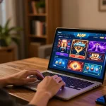 Engaging ALO8 VIP online gaming session showcasing various game options and warm home atmosphere.