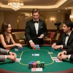 Friends engaged in a poker game at LV88 casino, showcasing strategic gameplay and friendly competition.